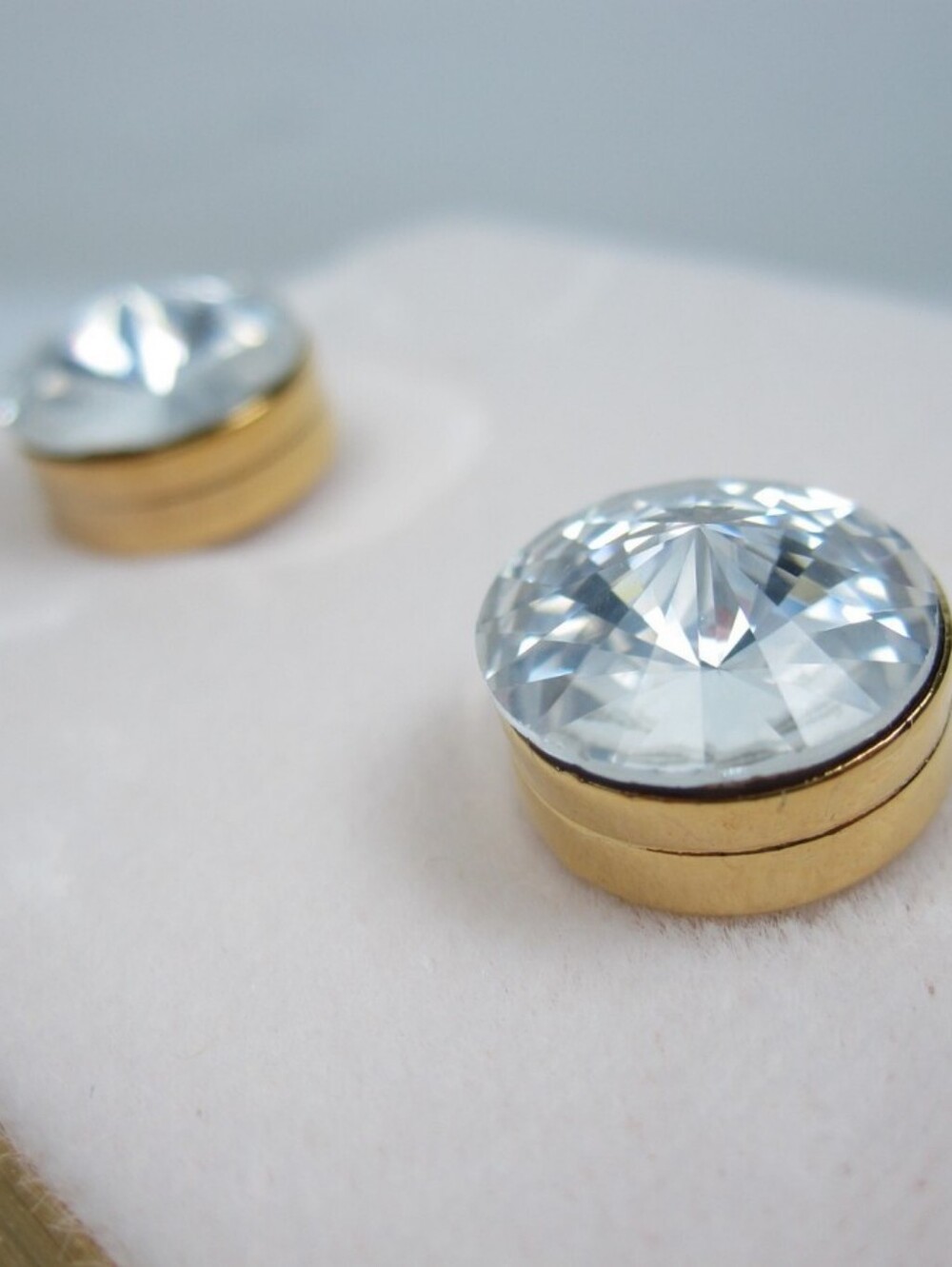 D'Orlan Gold Plated Pierced Earrings with Swarovski Crystals New